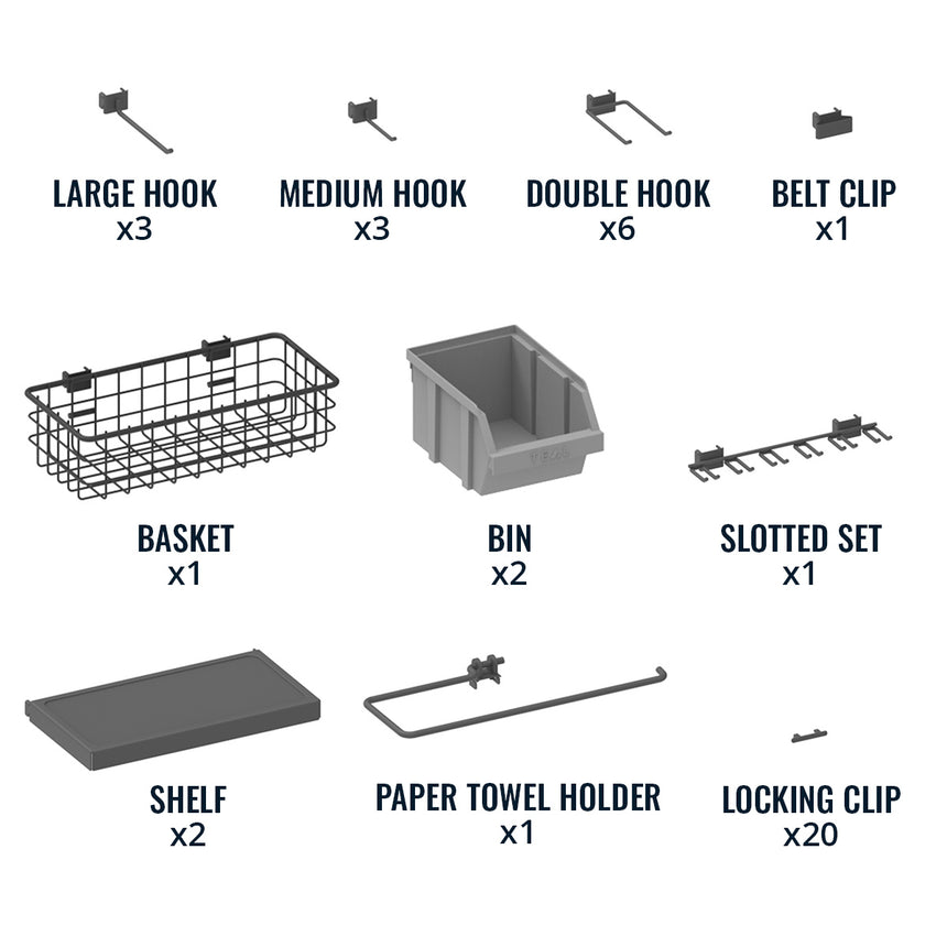 51" x 32" Pristine Pegboard With Attachments