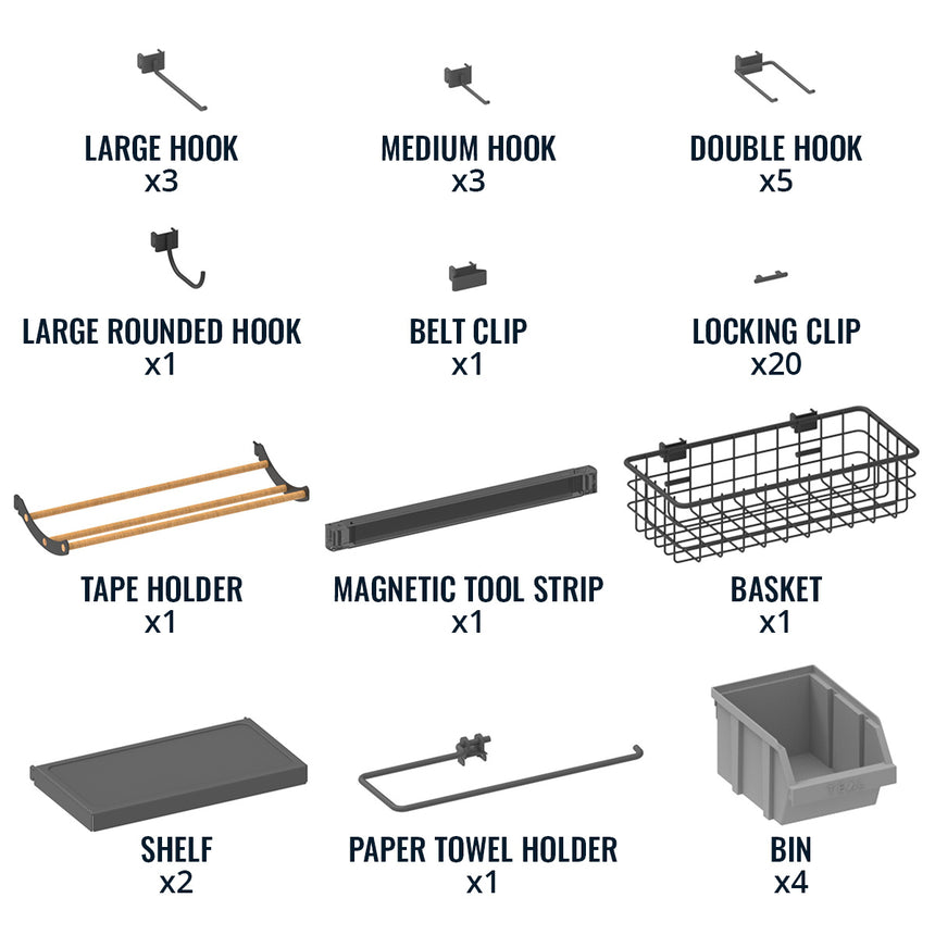 51x32 deluxe pegboard attachments